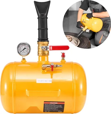 Obrázok produktu pre Fúkač pätiek pneumatík - Čerpadlo na sedadlo - 18,9 l vzduchová nádrž - Prevádzkový tlak 0,6-0,8 MPa - Spúšťač vzduchu - Pre osobné vozidlá, SUV, ATV, trávnaté traktory - Žltá farba