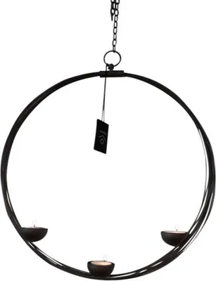 Produktbild von Rasteli Teelichthalter Metall Schwarz D 32 cm x 5 cm x H 145 cm (für 3 Teelichter)