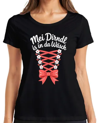 Productafbeelding van Mei Dirndl, , alternatief voor een lederhosen, grappig dames T-shirt, zwart, maat 3XL