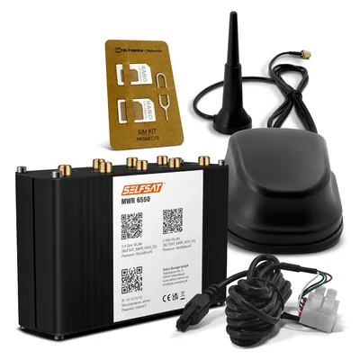 Produktbild von SELFSAT MWR 6550 5G Cat 20 WiFi 6 WLAN Router bis 3,4 Gbps inkl. SELFSAT 5G Antenne schwarz