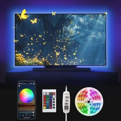 Productafbeelding van LED-strip 3 m USB voor slaapkamer en tv - Ambiance verlichting met afstandsbediening en Bluetooth-app