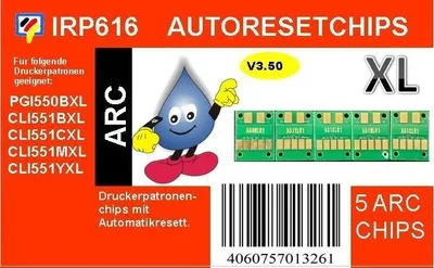 Produktbild von ARC Chips für PGI550 & CLI551er Druckerpatronen - Autoresetchips - Ersatzchips