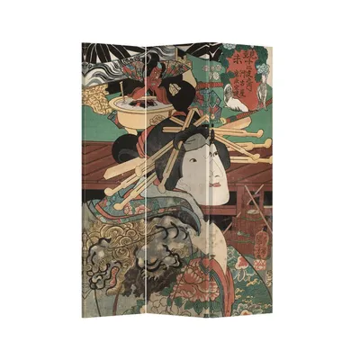 Produktbild von Fine Asianliving Paravent Raumteiler Spanische Wand Trennwand Room Divider Raumtrenner Sichtschutz Japanisch Orientalisch Chinesisch L120xH180cm Bedruckte Canvas Doppelseitig Asiatisch