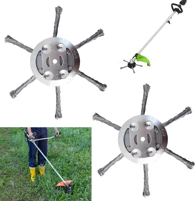 Produktbild von 2 Stück Stahldraht Rasentrimmer, Unkrautbürste Für Rasentrimmer, Freischneider Zubehör, Unkrautbürste für Akku Rasentrimmer für Garten-Rasentrimmerkopf-Rasenmäher-Elektrowerkzeug (6 Kopf)
