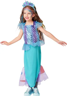 Produktbild von Kinder Kostüm 2-teilig für Fasching Karneval Kleid Haarreif Meerjungfrau 122-128