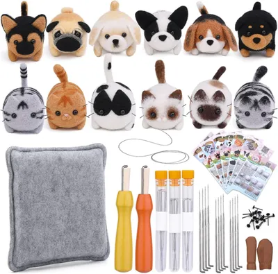 Imagen del producto de Kit de agujas de fieltro para principiantes, incluye 12 láminas de fieltro sintético y una guía de instrucciones, ideal para proyectos creativos de "hágalo usted mismo"