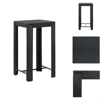 Image de vidaXL Table d'extérieur noire, 60,5 x 60,5 x 110,5 cm, en résine tressée - Tables de jardin