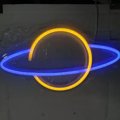 Produktbild von NEON LED Licht, dekorative Wand-Leuchte, Planet orange blau, ca. 36,5 x 20 x 2 cm