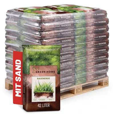 Produktbild von Green Home Rasenerde 42 L, Palette mit 54 Säcken (2.268 l) – Spezialerde für Rasen-Neuanlage & Nachsaat, mit Startdünger