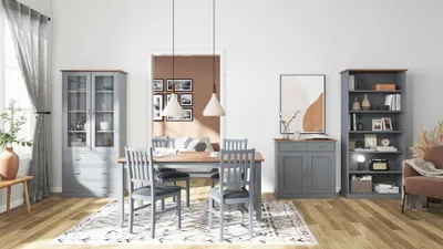 Produktbild von Inter Link Vitrine Luzerna Grau Massivholz