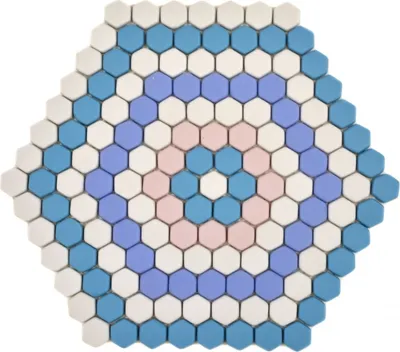 Produktbild von GLASMOSAIK Hexagon Nachbildung blau rosa weiß matt Mosaikfliese Fliesenspiegel Wand Küche Bad MOS140-ROHX9_f