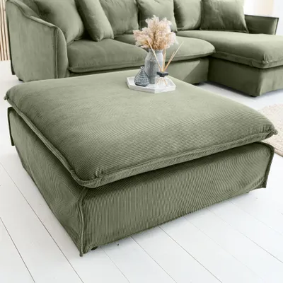 Produktbild von riess-ambiente Großer Sitzhocker HEAVEN 100cm grün Cord Sofahocker abnehmbarer Bezug