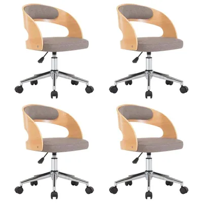 Image de vidaXL Chaise de salle à manger pivotante 4 pcs. Taupe Bois courbé et tissu
