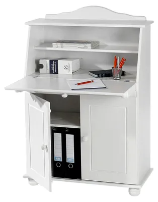 Produktbild von Sekretär Schreibtisch im Landhausstil, Klappensekretär, Schreibkommode in Weiß