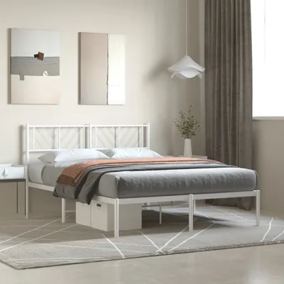 Produktbild von Möbel Bettgestell mit Kopfteil Metall Weiß 120x200 cm - Klassische Betten 372226