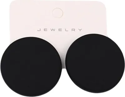 Produktbild von 1 Paar Ohrstecker, Bonbonfarben, geometrisch, Sprühfarbe, Piercing, schlicht, für Damen und Mädchen, große runde Ohrstecker, Modeschmuck, Geschenk für Freundinnen-Schwarz