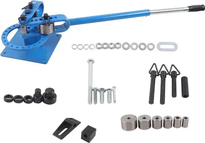Obrázok produktu pre Ručná ohýbačka rúrok – univerzálna ohýbačka rúrok – kapacita 2,5–7,6 cm – pre kov a plast – multifunkčná – modrá