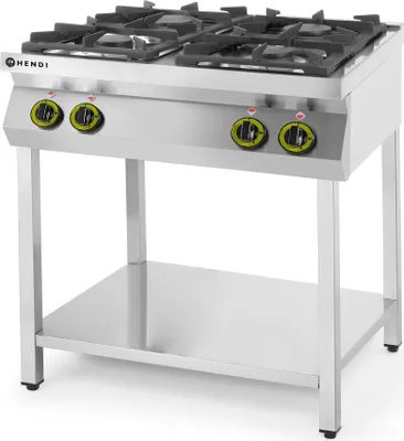 Obrázek produktu pro Plynový sporák Kitchen Line se 4 hořáky, otevřený stojan, HENDI, Kitchen Line, 19 kW, 800x700x(V)900 mm