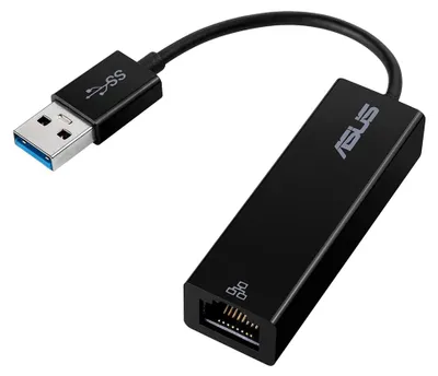 Produktbild von ASUS OH102 U3 TO RJ45 DONGLE, USB Typ-A, RJ-45, Männlich, Schwarz, 0,015 m, Männlich