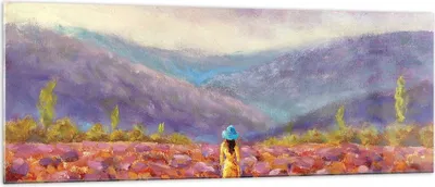 Produktbild von Bilder auf glas - Einteilig - Feld Frau Landschaft - 140x50cm - Glasbilder - Wandbilder - Bilder - zum Aufhängen bereit - Wanddekoration aus Glas - Glas Bilder - Wandbild auf Glas - GAB140x50-5074