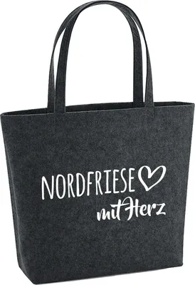 Produktbild von Huuraa Filzshopper Nordfriese mit Herz 22 Liter Charcoal Melange Filztasche Geschenkidee