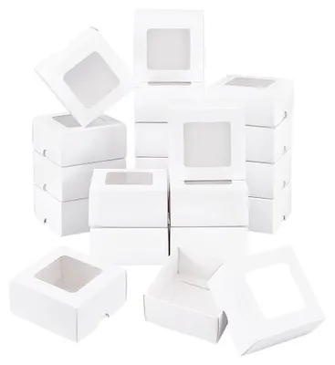 Zdjęcie produktu dla Pudełka prezentowe białe z okienkiem 8 x 8 x 4 cm na biżuterię 20 szt.