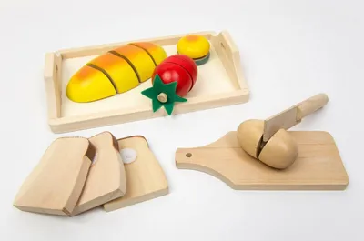 Produktbild von Holzspielzeug Tablett Brotzeit-Set aus Holz 10-teilig für Kuafladen / Rollenspiel