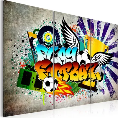 Produktbild von Modernes Wandbild 020115- 40 (120x80) - 3 Teilig Bilder Fotografie auf Vlies Leinwand Foto Bild Dekoration Wand Bilder Kunstdruck Football