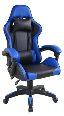Zdjęcie produktu dla Ergonomiczne krzesło biurowe z poduszkami, niebiesko-czarne