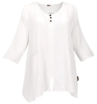 Produktbild von Musselin Maxibluse, Locker Geschnittene Bluse - Weiß, Damen, Baumwolle, Größe: M
