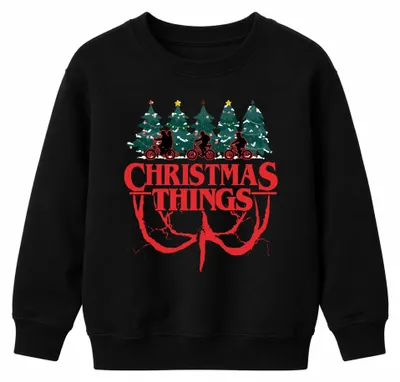 Obrázok produktu pre CHRISTMAS THINGS Stranger Christmas Demogorgon Kids Retro Uni detská mikina, čierna, 116