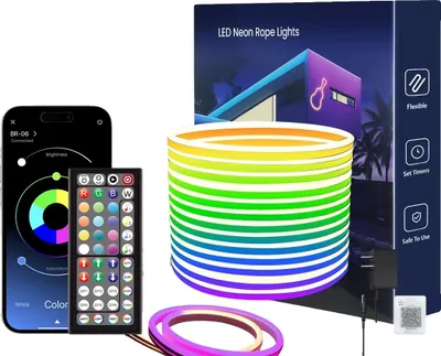 Immagine prodotto di Luci LED al neon, app e telecomando, diverse modalità, 1 rotolo da 5 m, 0-5 W, spina UE
