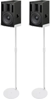 Immagine prodotto di 2 supporti per altoparlanti in metallo, supporti per casse acustiche, regolabili in altezza, set da 2, capacità di carico di 6 kg ciascuno, per altoparlanti