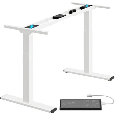 Produktbild von ALLDREI AD2 höhenverstellbarer Schreibtisch, elektrisch stufenlos Höhenverstellung, mit 4 Speicher-Steuerung, 2 Motoren, 2-Fach-Teleskop (Weiß)