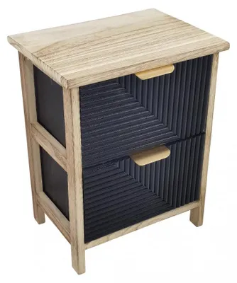 Obrázok produktu pre Drevená nočná skrinka s dvoma zásuvkami, kompaktný dizajn, rozmery 34 x 25 x V 43,5 cm, Claiton