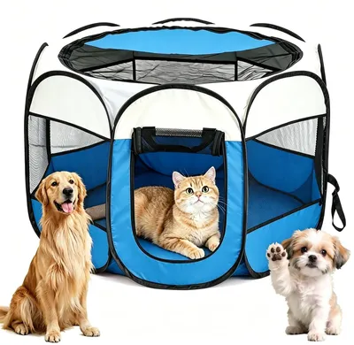 Imagen del producto de Omgoods: Jaula plegable para perros, ideal para uso en interiores y exteriores