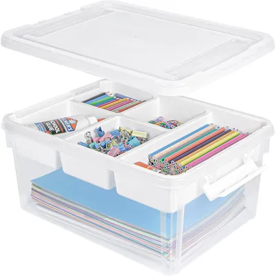 Produktbild von Aufbewahrungsbox großes Fassungsvermögen, Spielzeugbox mit Transparente Kunststoffbox,16 L Stapelbox Mit verbreitertem Griff