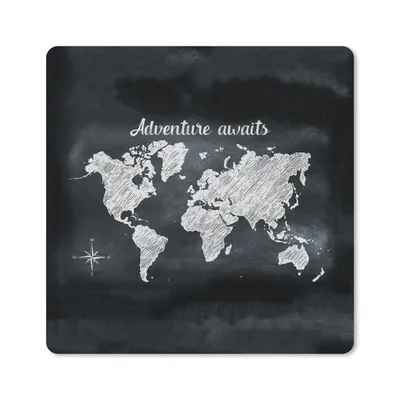 Produktbild von MuchoWow® Mauspad Mousepad Weltkarte - Wandtafel - weiß 30x30 cm - Mousepads - Maus Mat - Pad - Mausunterlage - Gaming