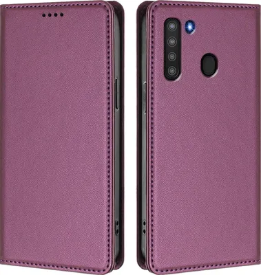 Image de Étui en cuir pour Samsung Galaxy A21, étui à rabat magnétique en cuirPolyuréthaneavec support, violet