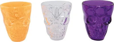 Produktbild von 3 Schnapsgläser Totenkopf Halloween bunt 5cm