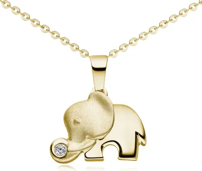 Produktbild von MATERIA by Matthias Wagner Kettenanhänger Elefant Gold 925 Silber vergoldet mit Zirkonia KA-99-Gold