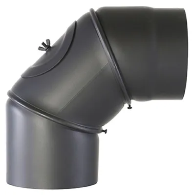 Produktbild von Ofenrohr Bogen 90° schwarz 2mm mit Tür 150mm Rauchrohr Knie