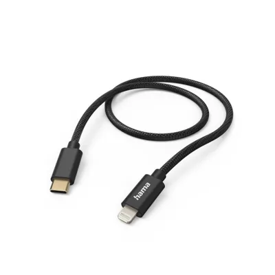 Produktbild von Ladekabel "Fabric", USB-C - Lightning, 1,5 m, Nylon, für iPhone, Schwarz (00201546)