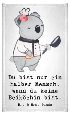 Produktbild von Mr. & Mrs. Panda Handtuch Beiköchin Herz - Weiß - Geschenk, Küchenhilfe, Restaurant, Gastronomie, Spruch, Gäste-WC, gästehandtuch frottee, Gästetuch, frottierhandtuch