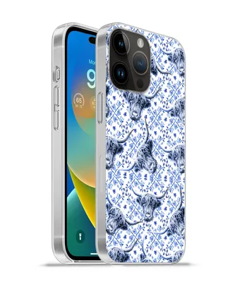 Produktbild von MuchoWow® Handyhülle Schutzhülle Hülle für Apple iPhone 14 Pro - Softcase Delfter Blau - Tiere - Schottischer Highlander Silikon Softcase Handy Hülle - Umschlag