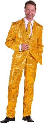 Produktbild von T2206-1400-58 gold Herren Pailletten Anzug Jackett Sakko Hose Disco Kostüm Gr.58