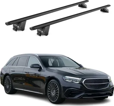 Image de Barres de toit transversales pour Mercedes Classe E SW S213 2017-2023 Noir ABE