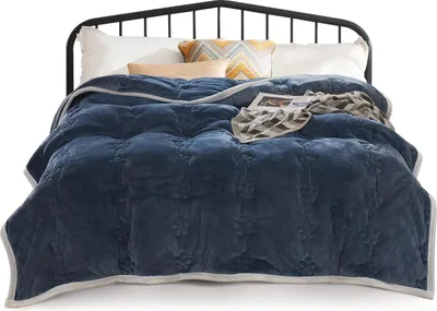 Obrázek produktu pro Deka, třívrstvý design, měkký flanelový materiál, modrá, 200x230cm
