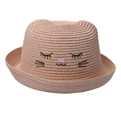 Produktbild von Clayre & Eef Kinderhut Rosa Papierstroh Katze