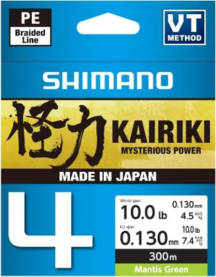Produktbild von SHIMANO Kairiki 4, 300m, 0,13mm, 7.4kg / 16,31lbs, grün, 4-fach Geflochtene Schnüre